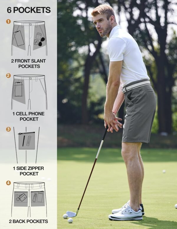 PULI Men's Golf Hybrid Dress Shorts Casual Summer Stretch Flat Front Lightweight Hiking Shorts Quick Dry with Pockets - Image 4