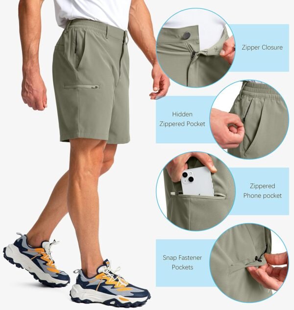 Pinkbomb Men's Golf Shorts with 6 Pockets Stretch Quick Dry Hiking Work Dress Shorts for Men - Image 4