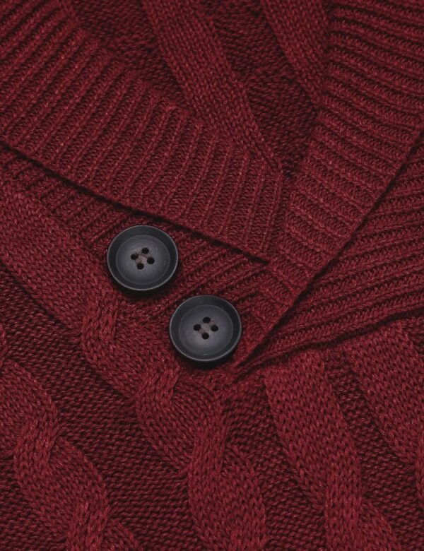 COOFANDY Men's Shawl Collar Pullover Sweater Slim Fit Casual Button Cable Knit Sweaters - Image 5