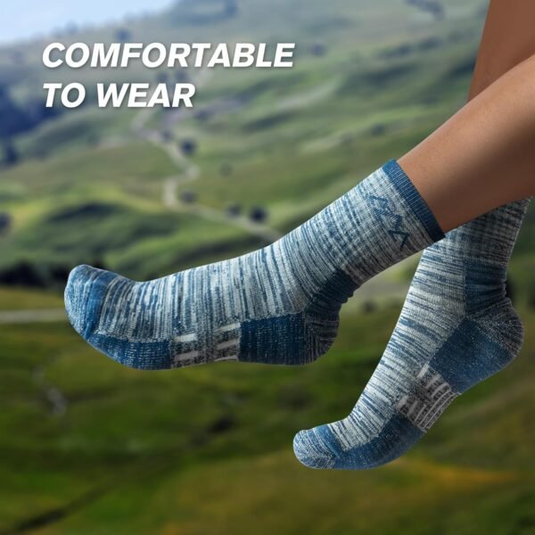 innotree 3 Pack Merino Wool Hiking Socks for Men, Micro Crew Cushioned Moisture Wicking Trekking Socks - Image 6