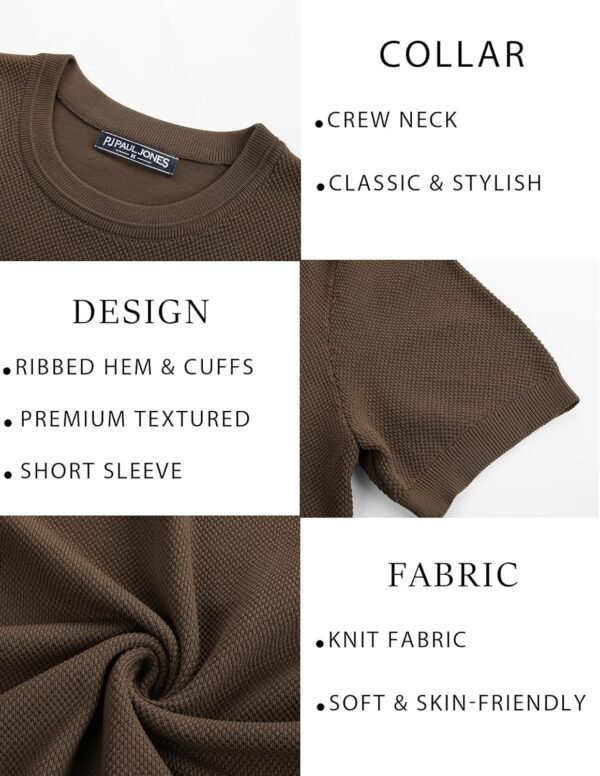 PJ PAUL JONES Mens Casual T-Shirts Classic Short Sleeve Knit Tees Crewneck Solid Tee Shirts - Image 5