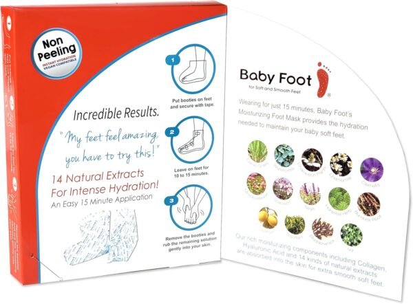 Baby Foot Unscented Non-Peel Moisturing Mask – Hydrate and Refesh Feet in 15-Minute - No Pain Feet Treatment - For Men and Women - Smooth and rich moisturizer for Baby Soft Feet - Image 3