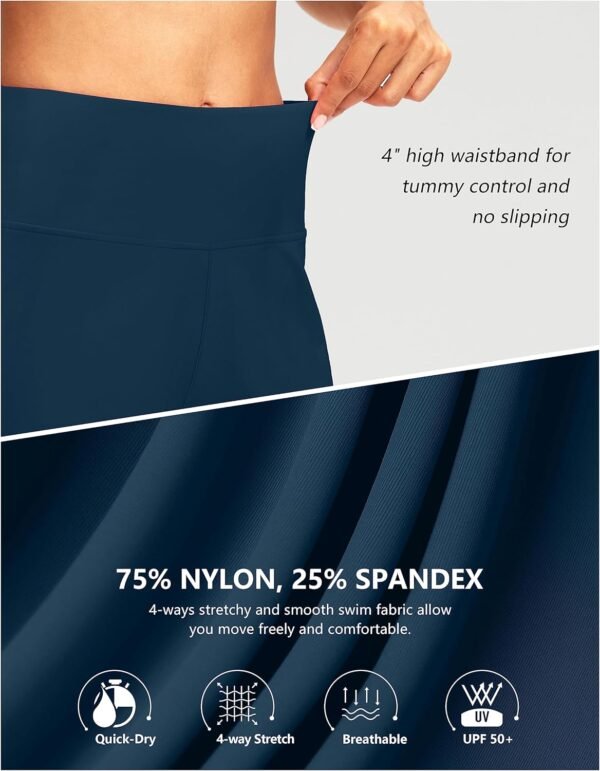 G Gradual Women's 7" Long Swim Board Shorts High Waisted Quick Dry Beach Swimming Shorts for Women with Liner Pockets - Image 4