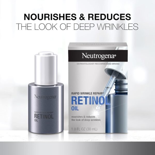 Neutrogena Retinol Face Oil .3% Concentrated, Rapid Wrinkle Repair, Daily Anti-Aging Face Serum to Fight Fine Lines, Deep Wrinkles, & Dark Spots, 1.0 fl. oz - Image 3