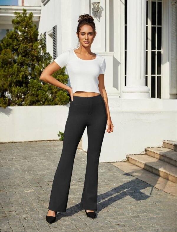 Women's Work Pants Business Casual Pants High Waisted Yoga Flare Leggings with Pockets Dress Slacks Tummy Control - Image 3
