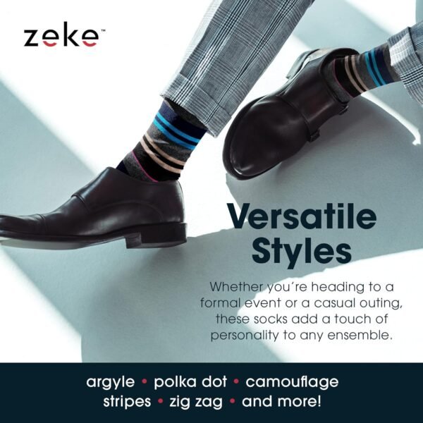 ZEKE Funny Dress Socks for Men - Funky Mens Crazy Socks - Cool Colorful Patterned Fun Socks for Men - Image 7
