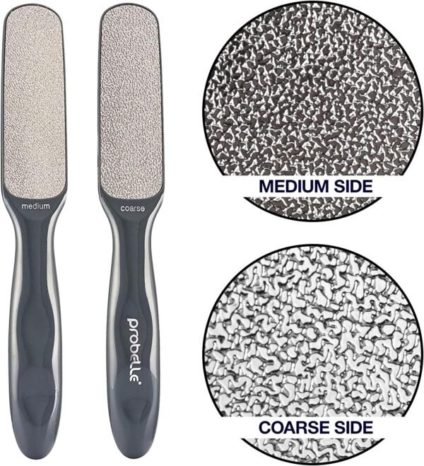 Probelle Double Sided Multidirectional Nickel Foot File Callus Remover - Immediately Reduces calluses and Corns to Powder for Instant Results, Safe Tool (Dark Grey) - Image 2