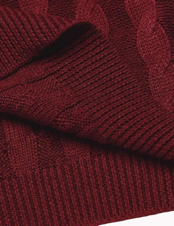 COOFANDY Men's Shawl Collar Pullover Sweater Slim Fit Casual Button Cable Knit Sweaters - Image 7