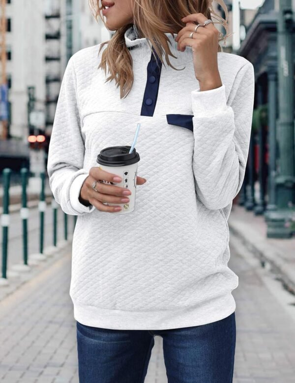 BTFBM Women Fashion Quilted Pattern Lightweight Zipper Long Sleeve Plain Casual Ladies Sweatshirts Pullovers Shirts Tops - Image 3