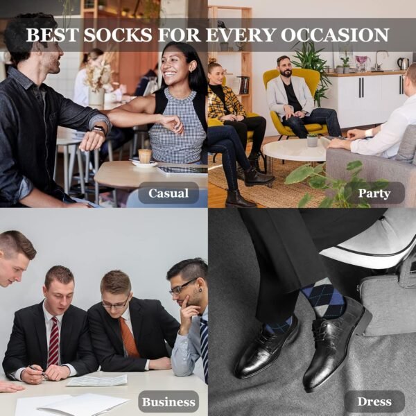 Mens Dress Socks - Colorful Socks for Men - Striped Socks 6 or 12 Pairs - Image 5