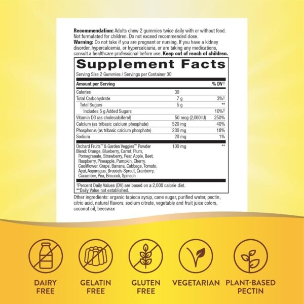 Nature's Way Alive! Daily Calcium & Vitamin D3 Gummies, Bone Support*, Immune Support*, Strawberry and Raspberry- Lemonade Flavored, 60 Gummies (Packaging May Vary) - Image 5