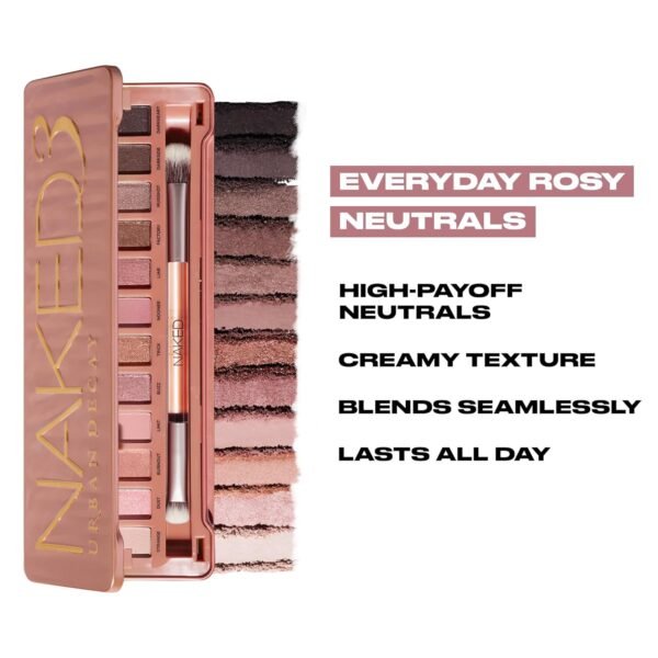 Urban Decay Naked 3 Eyeshadow Palette, Soft Pink Neutral Makeup Palette, Matte, Metallic, Shimmer Finish, 12 Mauve Brown & Nude Eye Shadows, Natural Soft Glam Smokey Eye Makeup, Vegan, Cruelty-free - Image 5