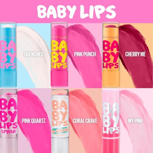 Maybelline New York Baby Lips Moisturizing Lip Balm 3-pack, Lip Care Essentials, 3 Shades - Image 5