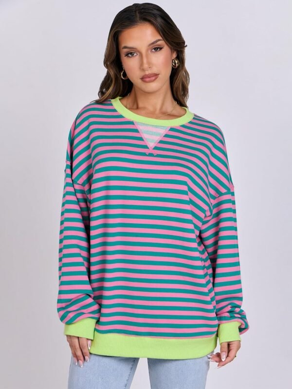 ANRABESS Women Striped Oversized Sweatshirt Long Sleeve Crewneck Shirts 2024 Fall Fashion Pullover Sweater Trendy Clothes - Image 7