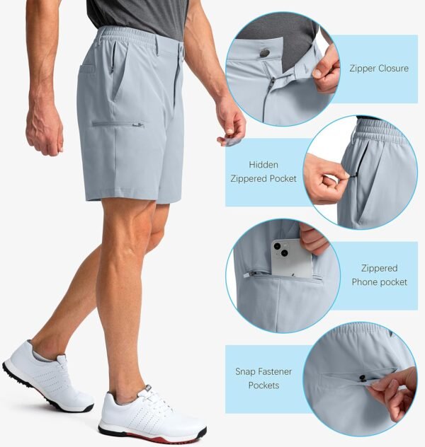 Pinkbomb Men's Golf Shorts with 6 Pockets Stretch Quick Dry Hiking Work Dress Shorts for Men - Image 4