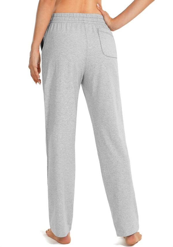 SANTINY Women's Cotton Sweatpants Yoga Lounge Casual Pants Open Bottom Sweat Pants for Women with Pockets - Image 3