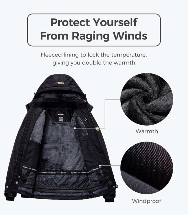 wantdo Women's Mountain Waterproof Ski Jacket Windproof Rain Jacket Winter Warm Hooded Coat - Image 3