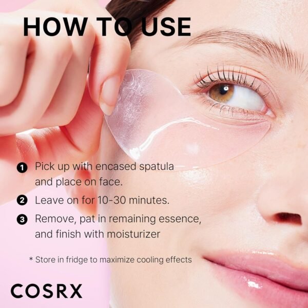COSRX Peptide Collagen Hydrogel Eye Patch, 60 Patches, Under Eye Patches for Puffy Eyes and Dark Circles with Caffeine, Korean Skin Care - Image 6