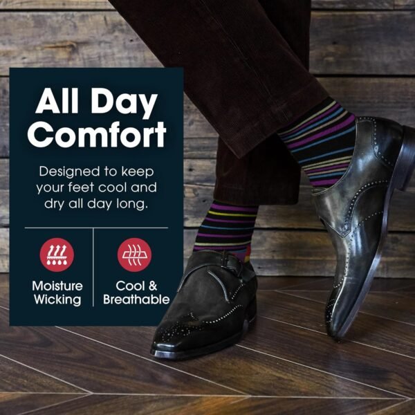 ZEKE Funny Dress Socks for Men - Funky Mens Crazy Socks - Cool Colorful Patterned Fun Socks for Men - Image 6