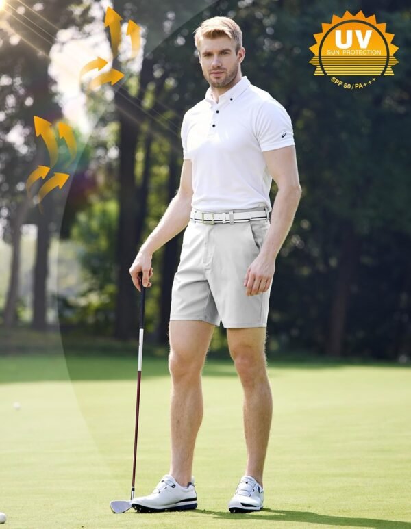 PULI Men's Golf Shorts Dress Flat Front Hybrid 7 Inch Stretch Lightweight Quick Dry Chino Casual with Pockets - Image 6