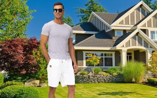 QPNGRP Men's Stretch Waist Casual Shorts with 5 Pockets Include 1 Zipper Pocket - Image 5