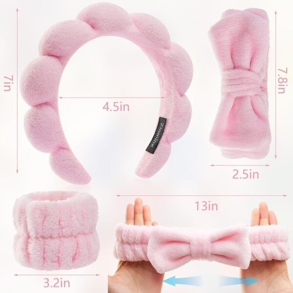 Headbands for Women - Spa Headband and Wristband Set - Headband for Washing Face,Facial Mask,Makeup and Skin Care,Gifts for Women and Teen Girl Gifts Trendy Stuff - Image 2