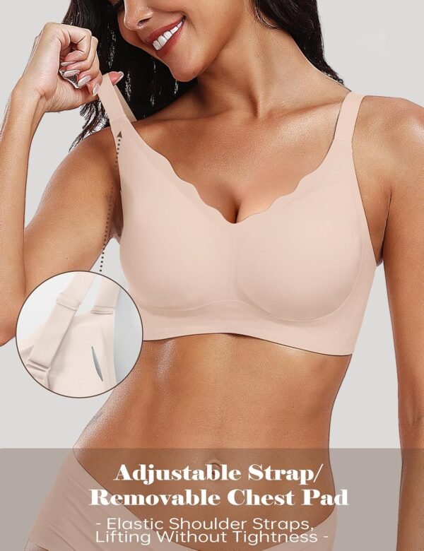 Adisputent Womens Push Up Bra No Underwire Scalloped Seamless Bralettes Comfortable Full Coverage Everyday Bras - Image 2