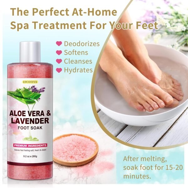 Foot Soak Set Pedicure Kit Foot Spa Callus Remover for Feet Cuticle Remover Foot File for Dead Skin Pink Salt Urea Cream for Feet Aloe Lavender Pedicure Supplies Dry Cracked Feet for Women Men - Image 2