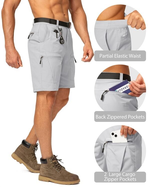 Men's Hiking Cargo Shorts Stretch Quick Dry Outdoor Tactical Shorts for Men with Multi Pocket for Fishing Casual - Image 2