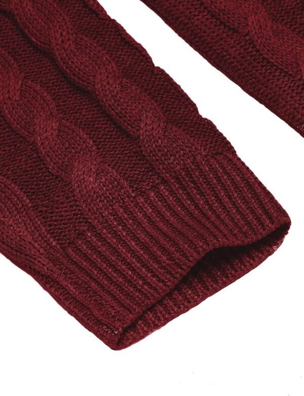 COOFANDY Men's Shawl Collar Pullover Sweater Slim Fit Casual Button Cable Knit Sweaters - Image 6