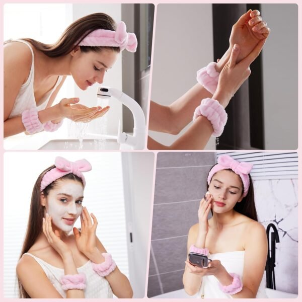 Headbands for Women - Spa Headband and Wristband Set - Headband for Washing Face,Facial Mask,Makeup and Skin Care,Gifts for Women and Teen Girl Gifts Trendy Stuff - Image 3