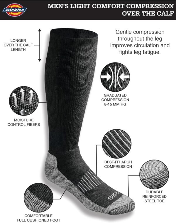 Dickies Men's Light Compression Comfort Over-The-Calf Socks, Available in M-XXL (2, 4 Pairs) - Image 2