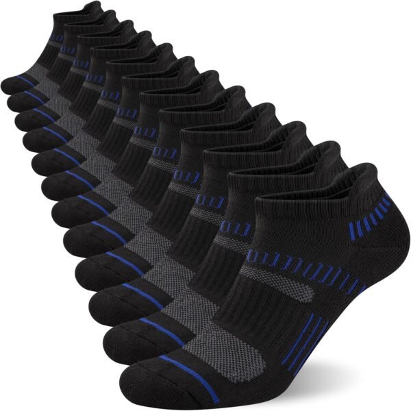 COOPLUS Mens Ankle Socks Athletic Cushioned Breathable Low Cut Tab With Arch Support - 6 Pairs