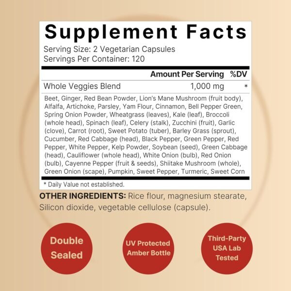 Fruit and Veggies Supplement – 480 Total Vegetarian Capsules | Balance of Natural 40 Whole Fruits & Veggies Blend | Fresh Superfood Formula with Vitamins and Minerals – Non-GMO - Image 4