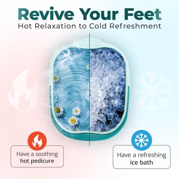 AWA Foot Soaking Tub, Collapsible Foot Bath Soak Tub for Soaking Feet, Pedicure Bowl, Plastic Feet Soaking Tub with Acupressure Massage Points, Foldable Laundry Basket (Teal Foot Tub) - Image 2