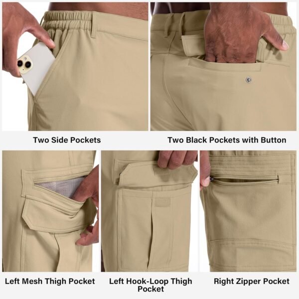 Jessie Kidden Mens Outdoor Casual Expandable Waist Lightweight Water Resistant Quick Dry Fishing Hiking Shorts - Image 3