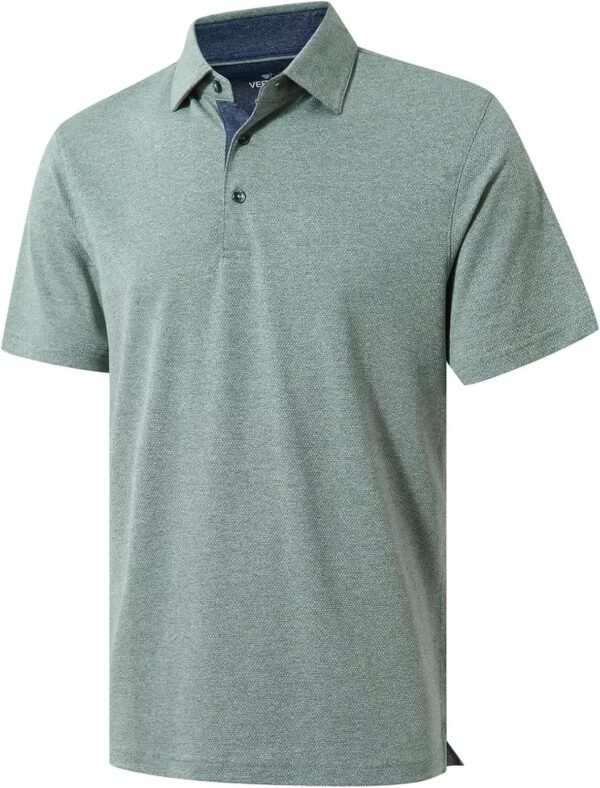 VEBOON Men's Polo Shirts Long and Short Sleeve Cotton Blend Heather Moisture Wicking Casual Collared Shirts
