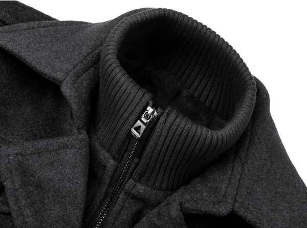 APTRO Men's Pea Coat Wool Jacket Windbreaker Single Breasted Winter Coat - Image 4