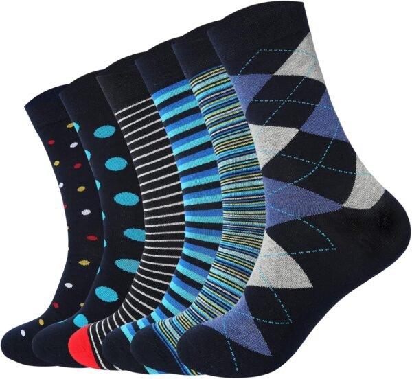 Mens Dress Socks - Colorful Socks for Men - Striped Socks 6 or 12 Pairs