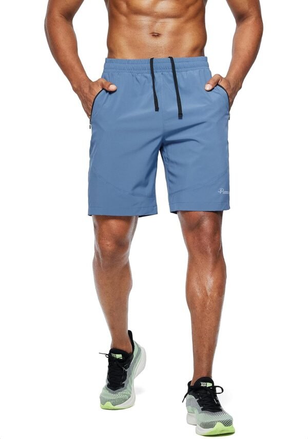 Pudolla Men's Workout Running Shorts Lightweight Gym Athletic Shorts for Men with Zipper Pockets - Image 2