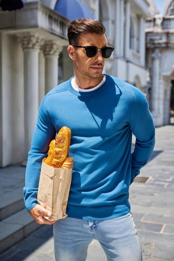 COOFANDY Mens Sweater Crewneck Pullover Long Sleeve Lightweight Sweater Plain Knit Silm Fit - Image 3