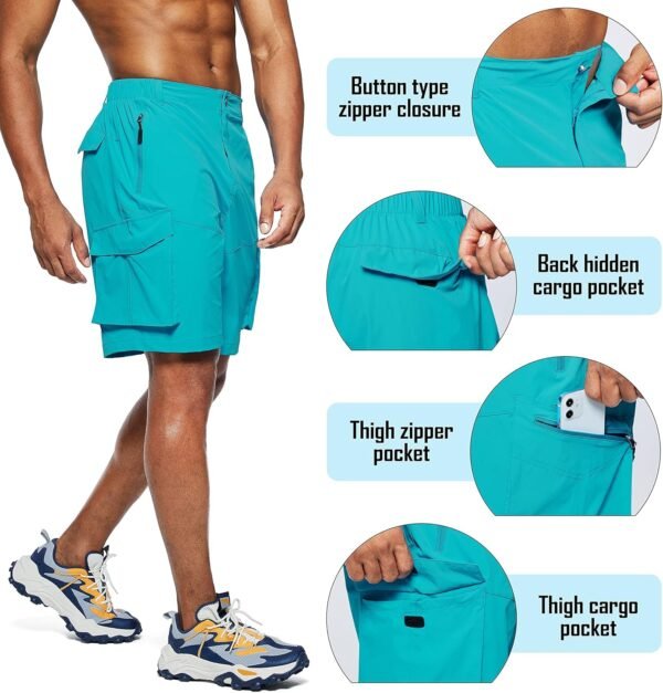 Pudolla Men's Hiking Cargo Shorts Quick Dry Outdoor Travel Shorts for Men with Multi Pocket for Fishing Camping Casual - Image 4