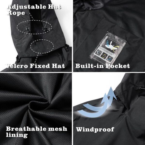 GIISAM Rain Jacket for Men, Mens Waterproof Raincoat Lightweight Rain Jackets Outdoor Rain Coat Windbreaker with Hood - Image 5