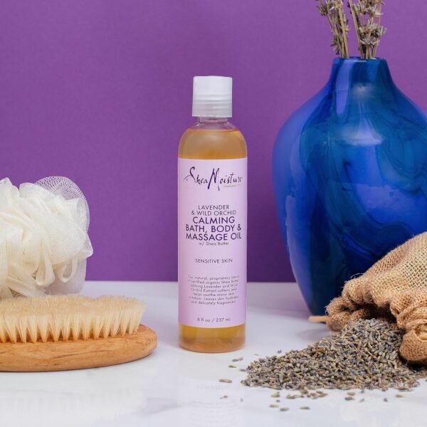SheaMoisture Bath, Body and Massage Oil Lavender Wild Orchid Calming Moisturizer for Sensitive Skin 8 oz - Image 4