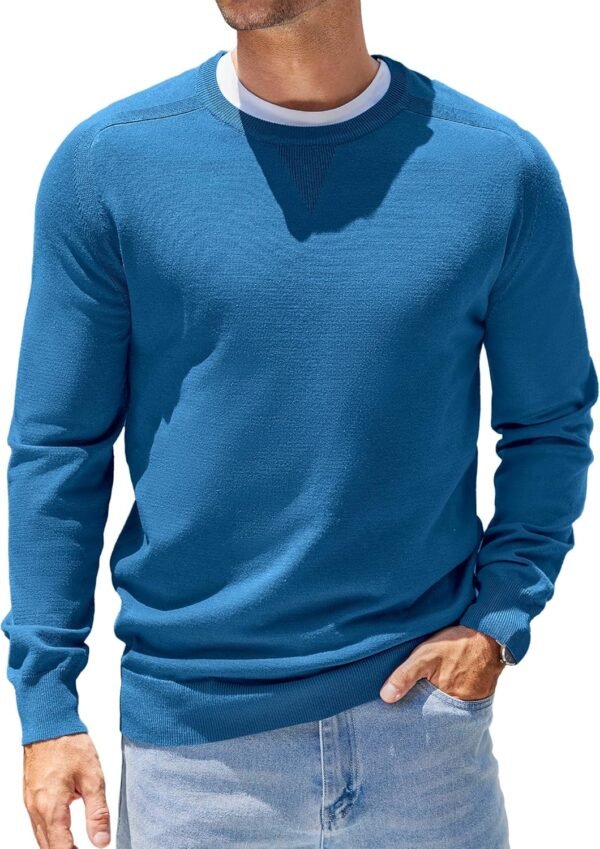 COOFANDY Mens Sweater Crewneck Pullover Long Sleeve Lightweight Sweater Plain Knit Silm Fit
