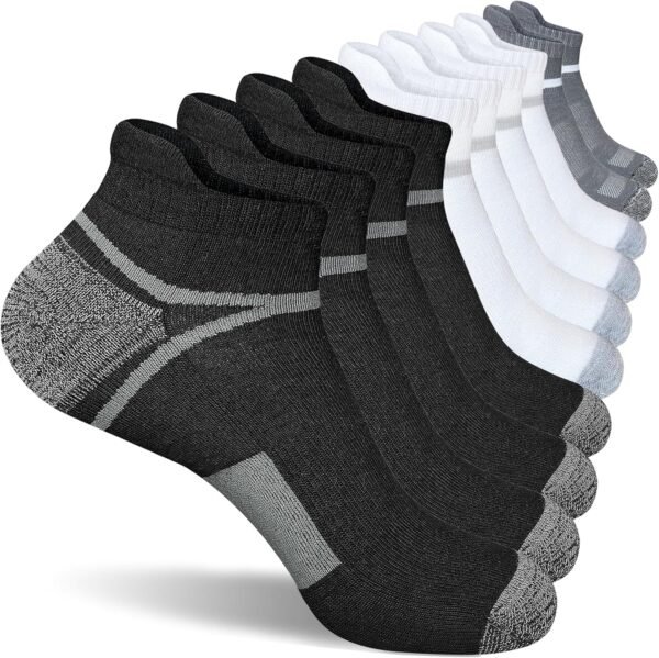 Men's Athletic Cushioned Ankle Socks Comfort Wicking Anti-Blister Running Sock 5 Pairs