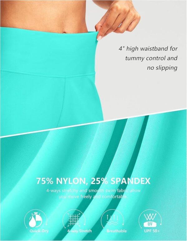G Gradual Women's 7" Long Swim Board Shorts High Waisted Quick Dry Beach Swimming Shorts for Women with Liner Pockets - Image 4