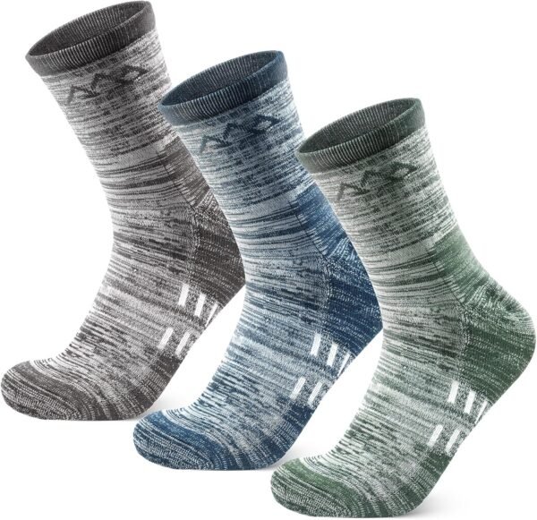 innotree 3 Pack Merino Wool Hiking Socks for Men, Micro Crew Cushioned Moisture Wicking Trekking Socks