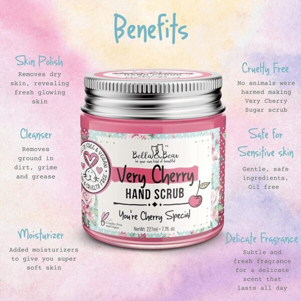 Bella & Bear Very Cherry Hand Scrub, No Harmful Chemicals, Cruelty-Free, Vegan-Friendly Exfoliating, 6.7oz - Image 2