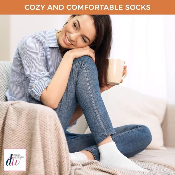 Debra Weitzner Diabetic Socks For Men and Women Loose Fit Non-Binding Cotton Crew Socks 6 Pairs - Image 4